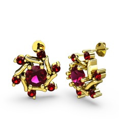 Garnet ve rodolit garnet 18 ayar altın küpe