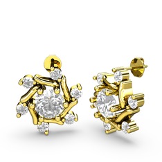 Swarovski ve beyaz zirkon 14 ayar altın küpe