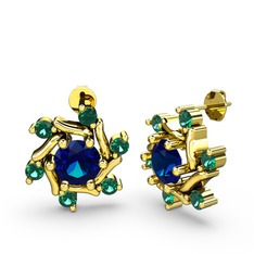 Floren Küpe - Yeşil kuvars ve lab safir 925 ayar altın kaplama gümüş küpe #1dmyei7