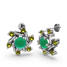 Floren Küpe - Peridot ve kök zümrüt 925 ayar gümüş küpe #1fukjno