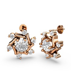 Floren Küpe - Swarovski ve pırlanta 925 ayar rose altın kaplama gümüş küpe (1 karat) #1hv9oms