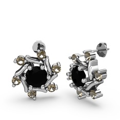 Floren Küpe - Dumanlı kuvars ve siyah zirkon 925 ayar gümüş küpe #1hwfjq7