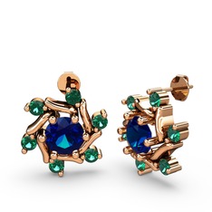 Floren Küpe - Yeşil kuvars ve lab safir 925 ayar rose altın kaplama gümüş küpe #1iwm7i1