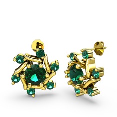 Floren Küpe - Yeşil kuvars 18 ayar altın küpe #1q1amt1