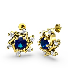 Floren Küpe - Swarovski ve lab safir 8 ayar altın küpe #1qfrz7p