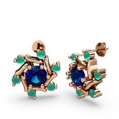 Floren Küpe - Kök zümrüt ve lab safir 14 ayar rose altın küpe #1qpcz5o