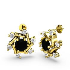 Swarovski ve siyah zirkon 925 ayar altın kaplama gümüş küpe