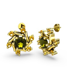 Floren Küpe - Sitrin ve peridot 18 ayar altın küpe #1sfcqh7