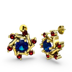 Garnet ve lab safir 8 ayar altın küpe