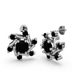 Floren Küpe - Siyah zirkon 18 ayar beyaz altın küpe #1vg4m0l