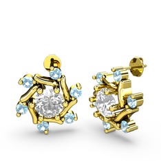 Floren Küpe - Akuamarin ve swarovski 14 ayar altın küpe #1vo3li7