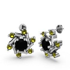 Floren Küpe - Peridot ve siyah zirkon 925 ayar gümüş küpe #4dprrq