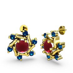 Floren Küpe - Lab safir ve kök yakut 8 ayar altın küpe #7xuti3