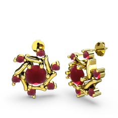 Floren Küpe - Kök yakut 14 ayar altın küpe #800a3o