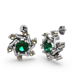 Floren Küpe - Dumanlı kuvars ve yeşil kuvars 8 ayar beyaz altın küpe #8o7uoi