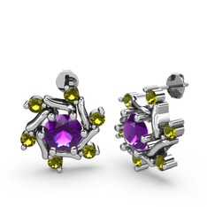 Floren Küpe - Peridot ve ametist 925 ayar gümüş küpe #b1quwi