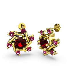 Floren Küpe - Rodolit garnet ve garnet 8 ayar altın küpe #d58xdi
