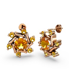 Floren Küpe - Sitrin 925 ayar rose altın kaplama gümüş küpe #eqi9ff