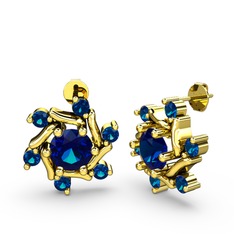 Floren Küpe - Lab safir 18 ayar altın küpe #g9cfzk