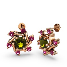 Floren Küpe - Rodolit garnet ve peridot 14 ayar rose altın küpe #garij7