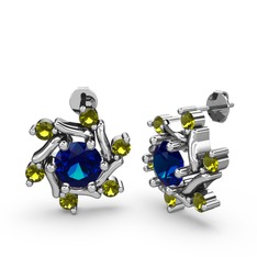 Floren Küpe - Peridot ve lab safir 18 ayar beyaz altın küpe #j0qqcd