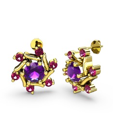 Floren Küpe - Rodolit garnet ve ametist 925 ayar altın kaplama gümüş küpe #jwzm1c