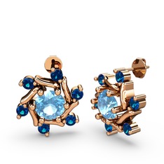 Floren Küpe - Lab safir ve akuamarin 18 ayar rose altın küpe #k7oj1g