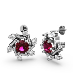 Floren Küpe - Swarovski ve rodolit garnet 925 ayar gümüş küpe #kloyay