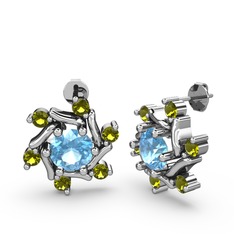 Floren Küpe - Peridot ve akuamarin 925 ayar gümüş küpe #l4azk1