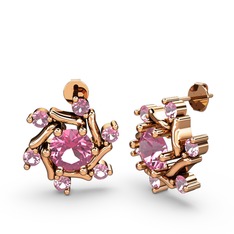 Floren Küpe - Pembe kuvars 8 ayar rose altın küpe #l6cmg9