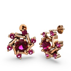 Rodolit garnet 925 ayar rose altın kaplama gümüş küpe