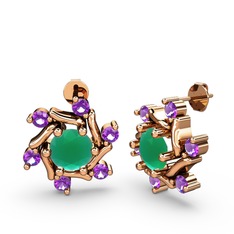 Floren Küpe - Ametist ve kök zümrüt 925 ayar rose altın kaplama gümüş küpe #m2vy5r