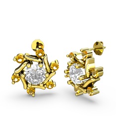 Floren Küpe - Sitrin ve swarovski 8 ayar altın küpe #mca9x3