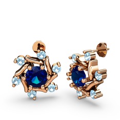 Floren Küpe - Akuamarin ve lab safir 925 ayar rose altın kaplama gümüş küpe #msijoe