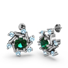 Floren Küpe - Akuamarin ve yeşil kuvars 18 ayar beyaz altın küpe #msrkg4