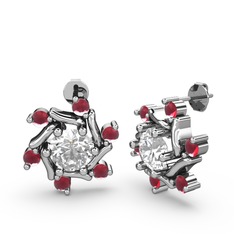 Kök yakut ve swarovski 18 ayar beyaz altın küpe