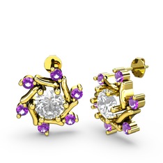 Floren Küpe - Ametist ve pırlanta 8 ayar altın küpe (1 karat) #nis70p