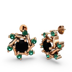 Floren Küpe - Yeşil kuvars ve siyah zirkon 925 ayar rose altın kaplama gümüş küpe #oo9qfj