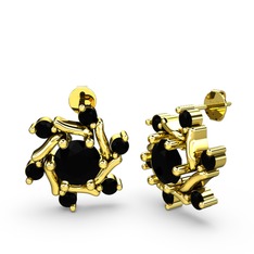 Floren Küpe - Siyah zirkon 14 ayar altın küpe #po1kto