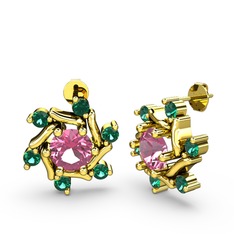 Floren Küpe - Yeşil kuvars ve pembe kuvars 925 ayar altın kaplama gümüş küpe #pxp4rn