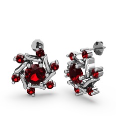 Garnet 14 ayar beyaz altın küpe