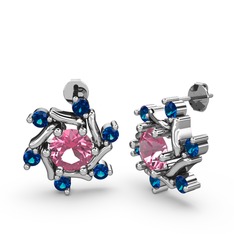 Floren Küpe - Lab safir ve pembe kuvars 925 ayar gümüş küpe #sqkdnd