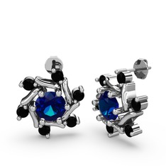 Floren Küpe - Siyah zirkon ve lab safir 18 ayar beyaz altın küpe #ujrcw3