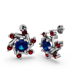 Floren Küpe - Garnet ve lab safir 8 ayar beyaz altın küpe #woaixw