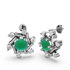 Floren Küpe - Swarovski ve kök zümrüt 18 ayar beyaz altın küpe #yslmyi