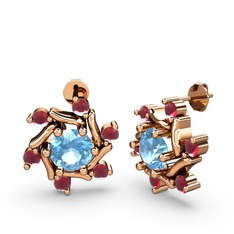 Floren Küpe - Kök yakut ve akuamarin 925 ayar rose altın kaplama gümüş küpe #yvlax2