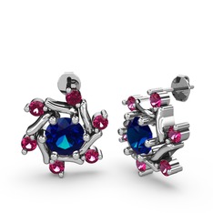 Floren Küpe - Rodolit garnet ve lab safir 925 ayar gümüş küpe #zvomoa