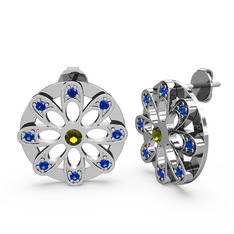 Lab safir ve peridot 925 ayar gümüş küpe