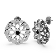 Swarovski ve siyah zirkon 18 ayar beyaz altın küpe