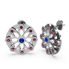 Dahlia Çiçek Küpe - Rodolit garnet ve lab safir 925 ayar gümüş küpe #srpq0r
